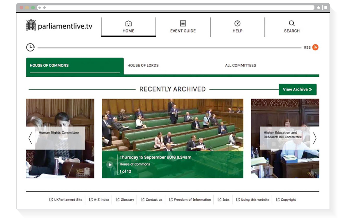 Parliament Live Tv home page