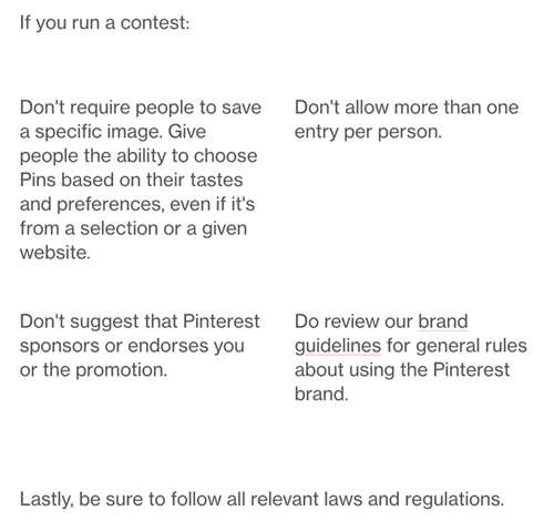 Pinterest Competition Rules