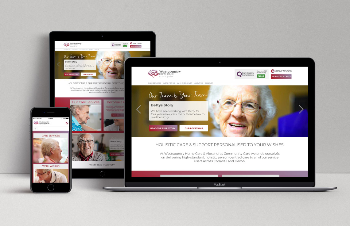 Westcountry Home Care website home page