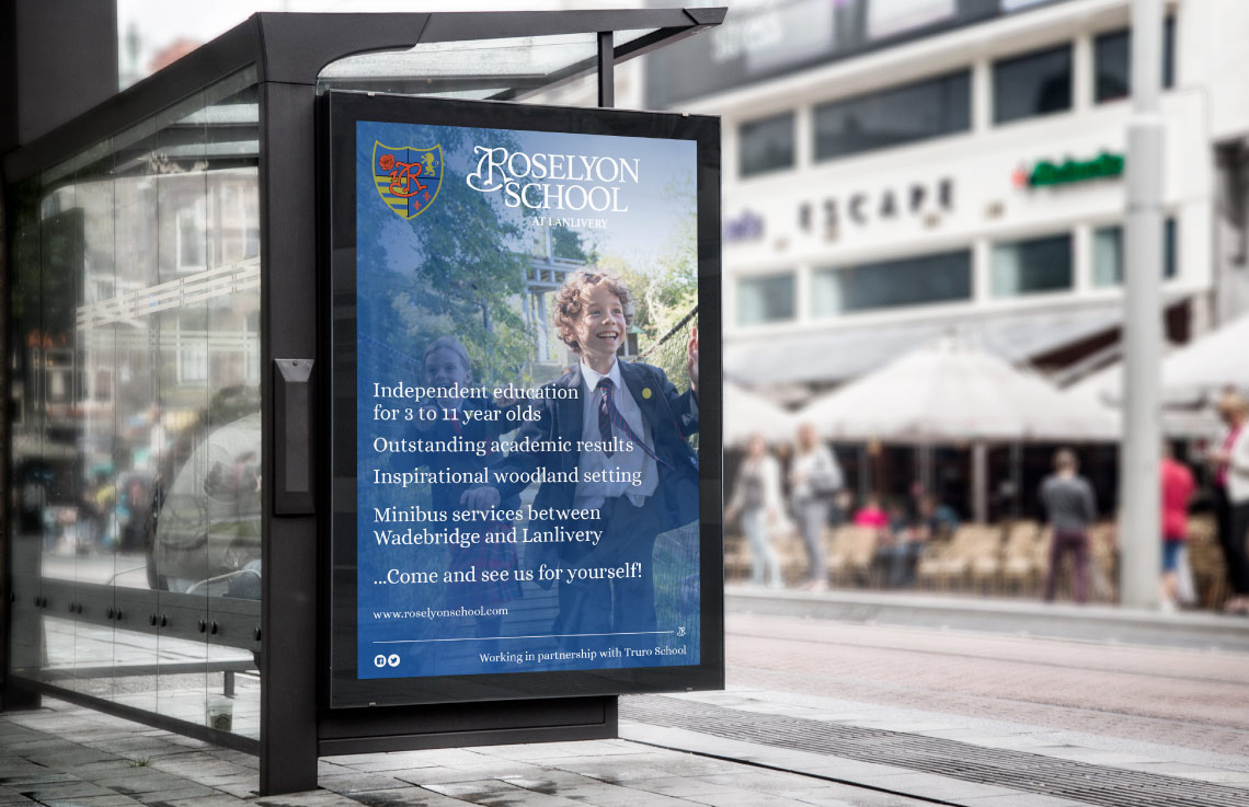 Roselyon School bus shelter adverts