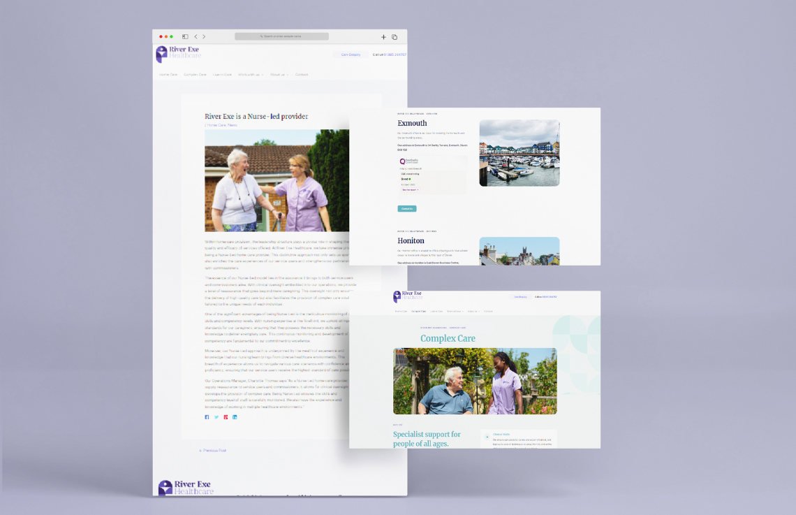 River Exe Healthcare website pages